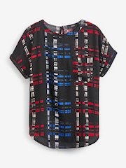 Black/Navy/Red Check Short Sleeve Curved Hem T-Shirt - Image 4 of 5