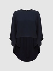 Reiss Navy Liana Cape Crew Neck Blouse - Image 2 of 5