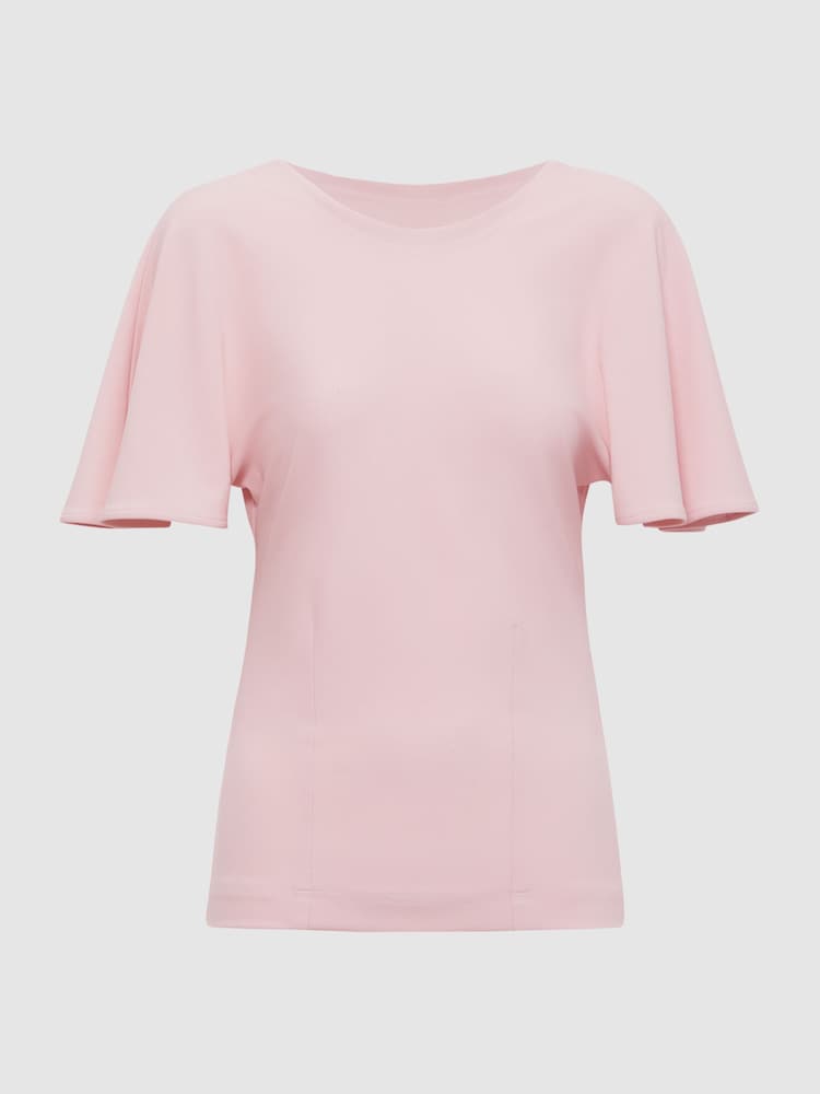 Reiss Light Pink Connie Fluid Sleeve Crepe T-Shirt - Image 2 of 4