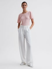 Reiss Light Pink Connie Fluid Sleeve Crepe T-Shirt - Image 3 of 4