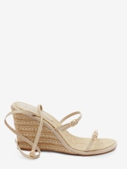 Nude, Creme - Signature Lederschuhe mit drei Riemen und Keilabsatz - Bild 4 von 7