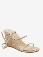 Nude, Creme - Signature Lederschuhe mit drei Riemen und Keilabsatz - Bild 5 von 7