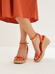 Orange - Forever Comfort® Espadrilles mit Keilabsatz und eckiger Zehenpartie - Bild 1 von 6