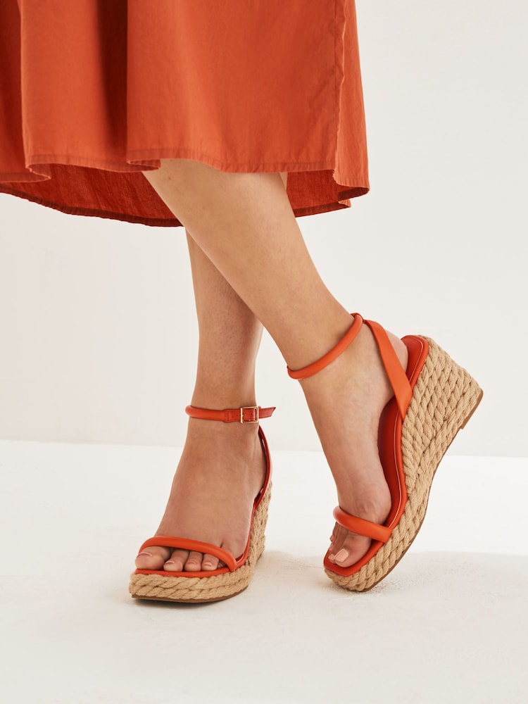 Orange - Forever Comfort® Espadrilles mit Keilabsatz und eckiger Zehenpartie - Bild 1 von 6 Orange - Forever Comfort® Espadrilles mit Keilabsatz und eckiger Zehenpartie - Bild 1 von 6