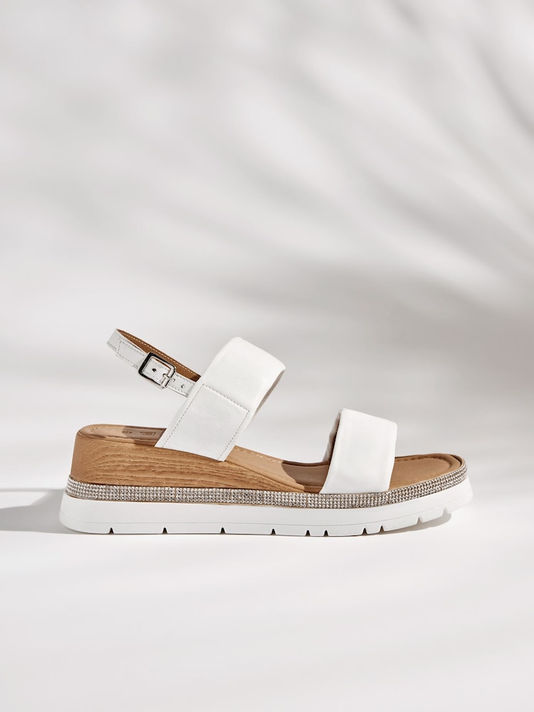 White Standard/Wide Fit Forever Comfort® Leather Sport Bling Wedges - Image 2 of 5