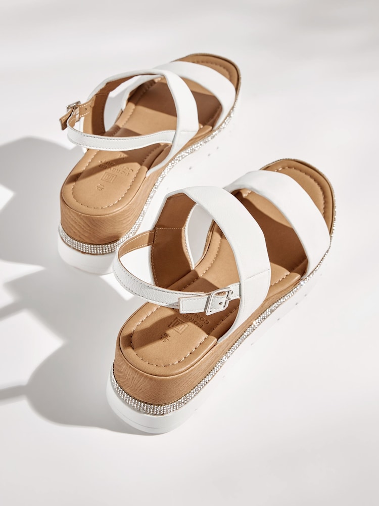 White Standard/Wide Fit Forever Comfort® Leather Sport Bling Wedges - Image 4 of 5