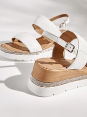 White Standard/Wide Fit Forever Comfort® Leather Sport Bling Wedges - Image 5 of 5