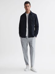 Reiss Navy Cialini Corduroy Twin Pocket Overshirt - Image 1 of 4