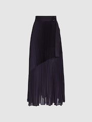Reiss Grape Anya Pleated Midi Skirt - Image 2 of 5