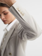 Reiss Neutral Astrid Double Breasted Wool Blend Blazer - Image 4 of 6