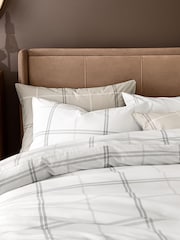 2 Pack Natural Beige/White Check Reversible Duvet Cover and Pillowcase Set - Image 5 of 9