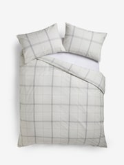 2 Pack Natural Beige/White Check Reversible Duvet Cover and Pillowcase Set - Image 9 of 9