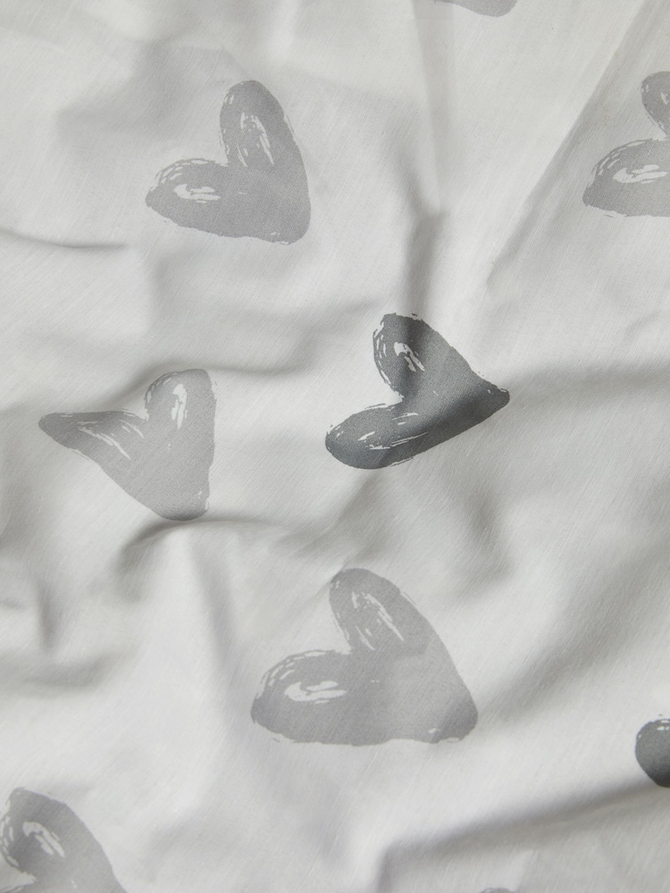 Grey Heart Reversible Duvet Cover and Pillowcase Set - Image 4 of 4 Grey Heart Reversible Duvet Cover and Pillowcase Set - Image 4 of 4