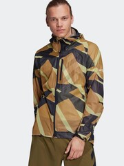 adidas Brown Terrex Agravic Graphic 2.5 Layer Rain Jacket - Image 1 of 7