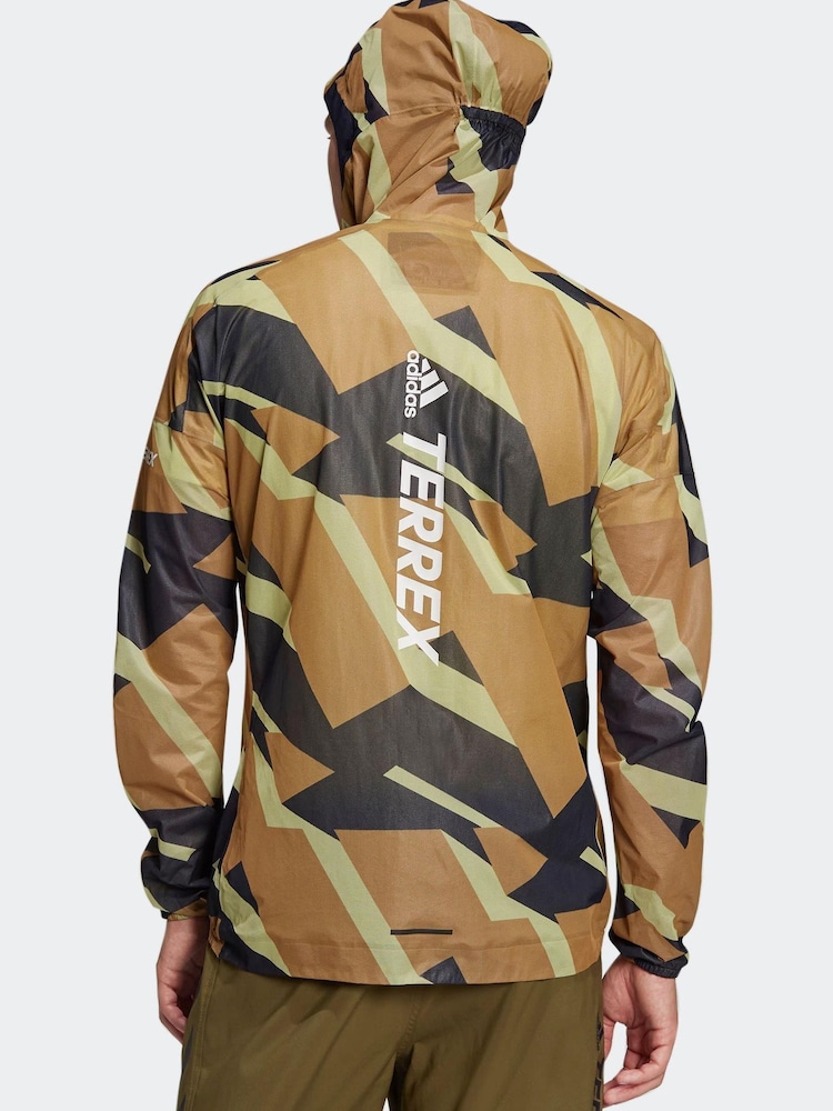 adidas Brown Terrex Agravic Graphic 2.5 Layer Rain Jacket - Image 2 of 7