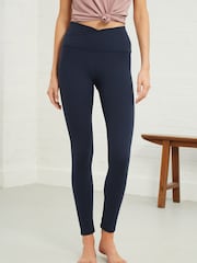 Navy Wrap Waist Balance Wrap Front Yoga Leggings - Image 1 of 5