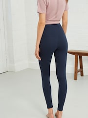 Navy Wrap Waist Balance Wrap Front Yoga Leggings - Image 3 of 5