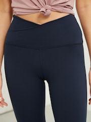 Navy Wrap Waist Balance Wrap Front Yoga Leggings - Image 4 of 5