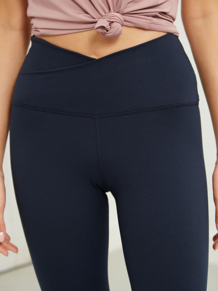 Navy Wrap Waist Balance Wrap Front Yoga Leggings - Image 4 of 5