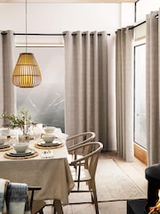Natural Next Chenille Wave Texture Eyelet Lined Curtains - Image 2 of 5