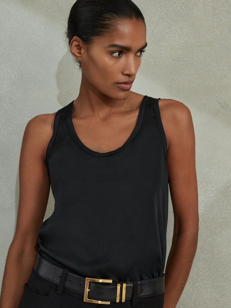 Reiss Black Riley Silk Front Vest - Image 1 of 5