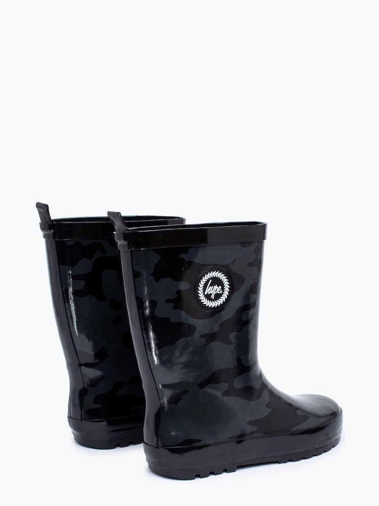 Hype. Boys Black Camouflage Wellies - Image 1 of 4 Hype. Boys Black Camouflage Wellies - Image 1 of 4