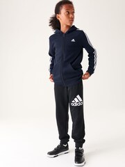adidas Navy Essentials 3 Stripes Full Zip Hoodie - Image 1 of 6