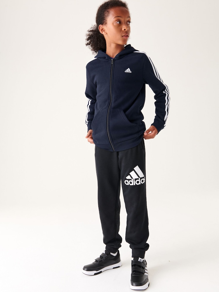 adidas Navy Essentials 3 Stripes Full Zip Hoodie - Image 1 of 6