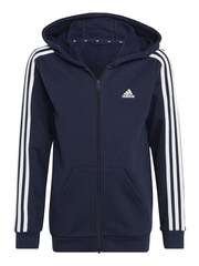 adidas Navy Essentials 3 Stripes Full Zip Hoodie - Image 2 of 6