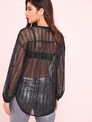Black Long Sleeve Tunic Blouse - Image 2 of 5