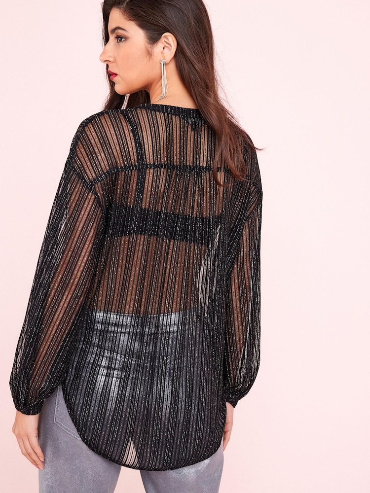 Black Long Sleeve Tunic Blouse - Image 2 of 5