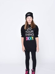 DKNY Black Do Your Thing Logo Sweater Dress - Image 1 of 1