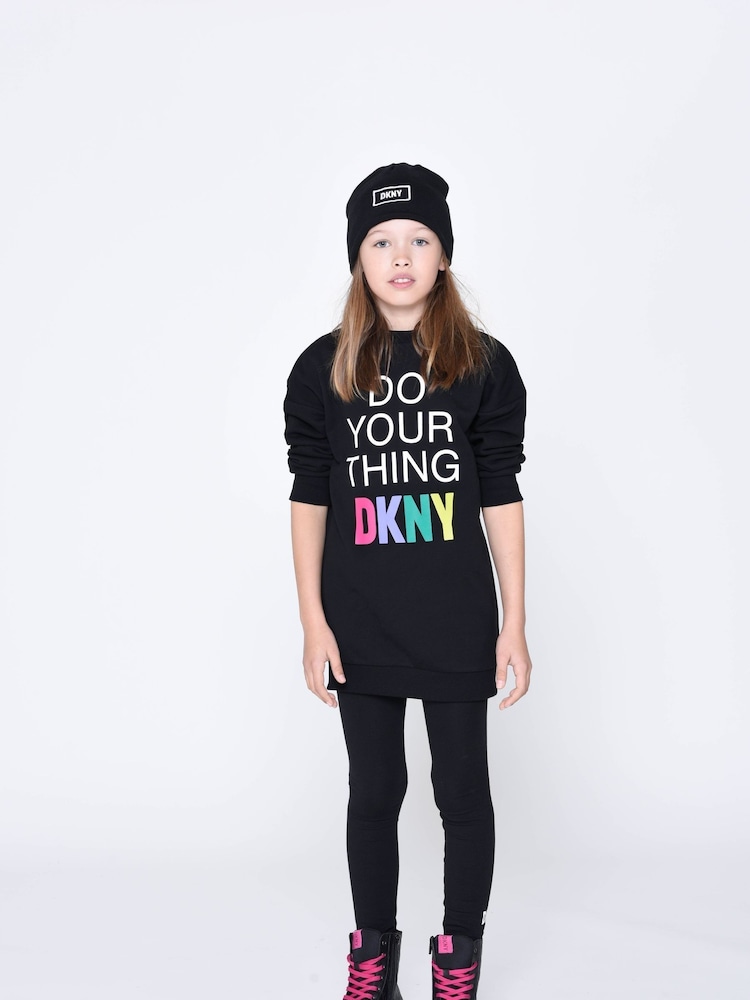 DKNY Black Do Your Thing Logo Sweater Dress - Image 1 of 1