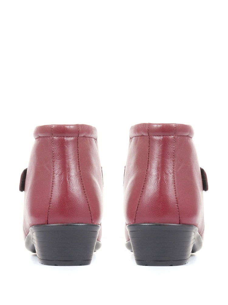Pavers Red Wide Fit Leather Ladies Ankle Boots - Image 2 of 5