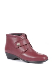 Pavers Red Wide Fit Leather Ladies Ankle Boots - Image 3 of 5