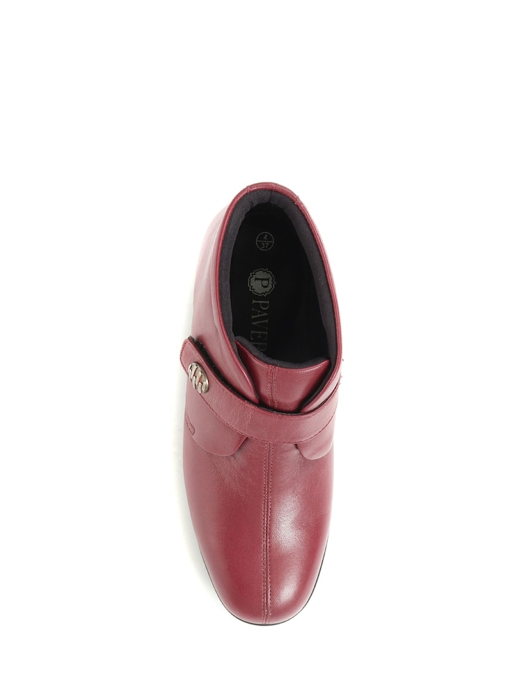Pavers Red Wide Fit Leather Ladies Ankle Boots - Image 4 of 5