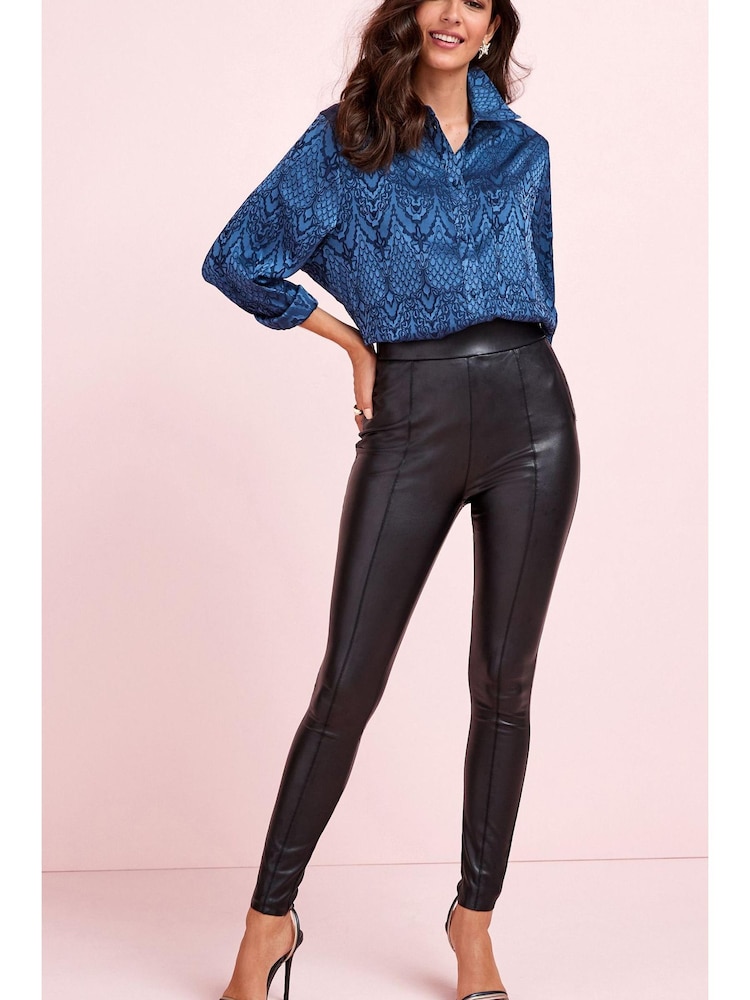 Schwarz - Polyurethan-Leggings in Lederoptik - Bild 1 von 2 Schwarz - Polyurethan-Leggings in Lederoptik - Bild 1 von 2