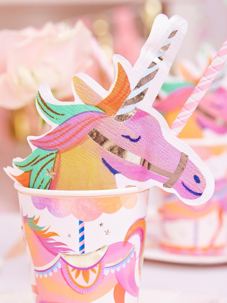 Party Pieces Pink Pack of 32 Unicorn Fairy Princess Party Napkins - Image 1 of 2