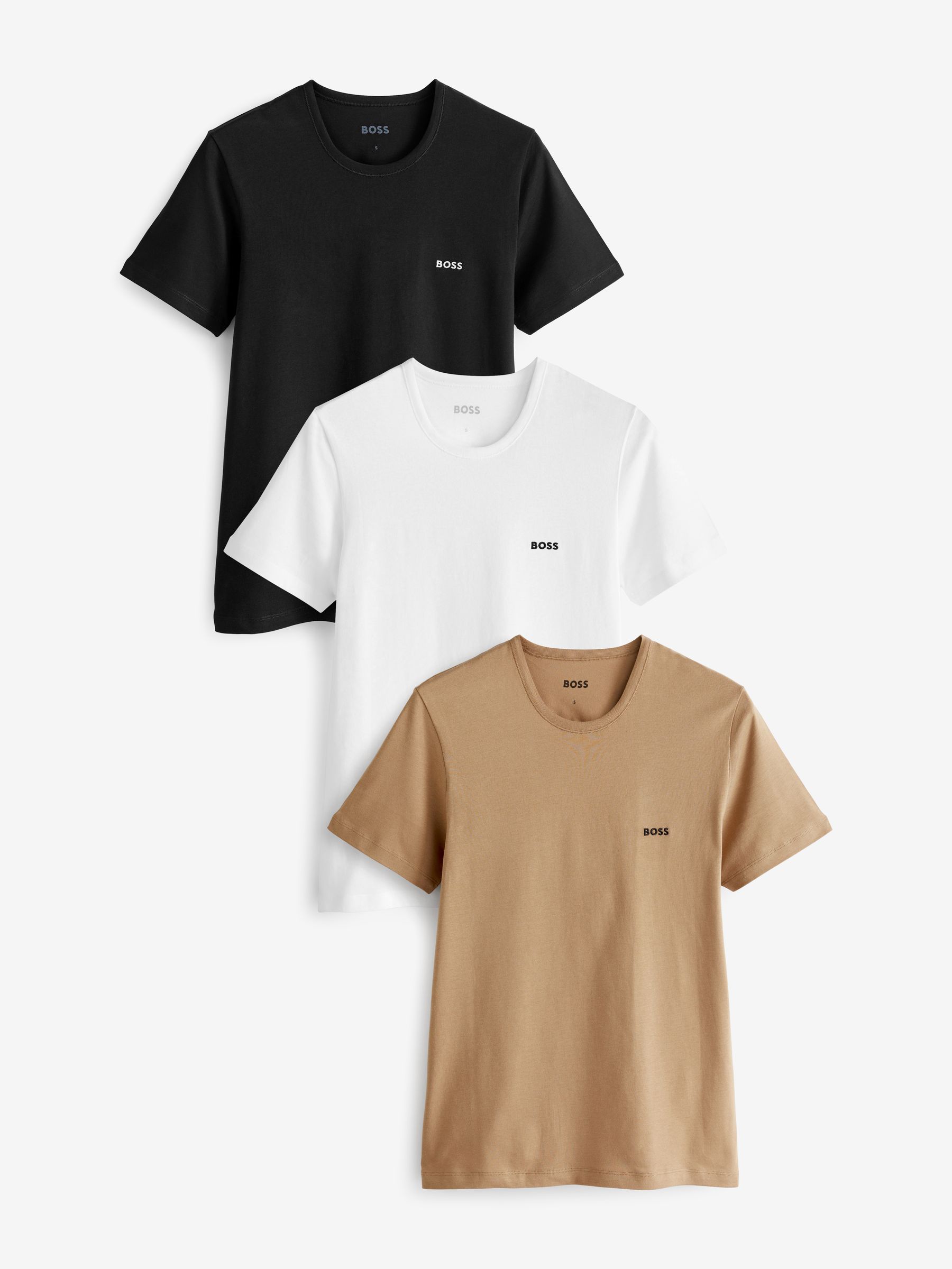 Buy BOSS Black White Beige Classic 100 Cotton T Shirts 3 Pack from Next Canada
