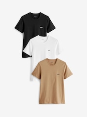 Noir/Blanc/Beige - BOSS T-shirt classique en coton 100% 3 Lot - Image 1 sur 9