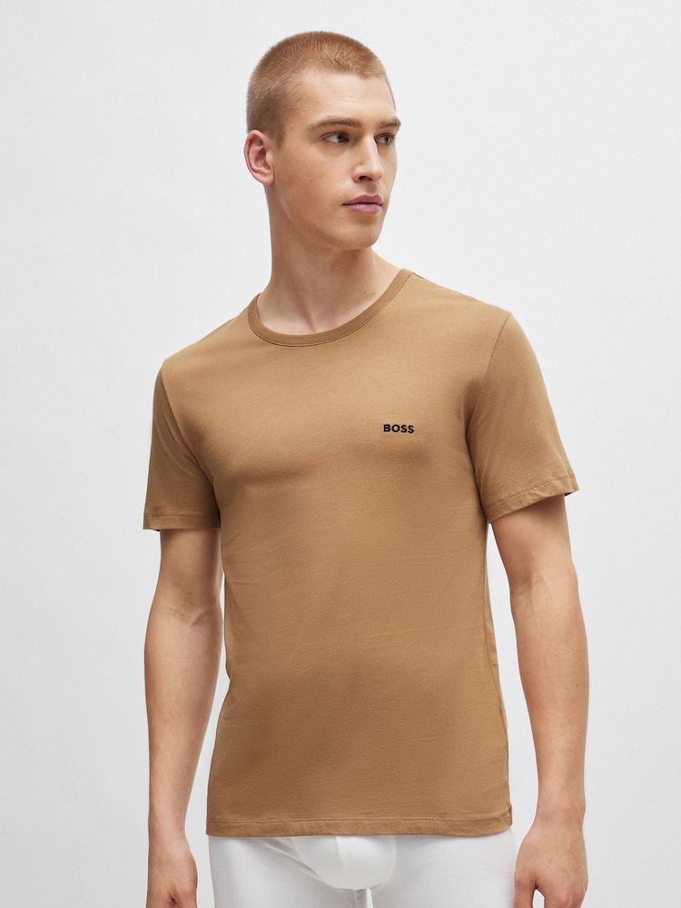 Noir/Blanc/Beige - BOSS T-shirt classique en coton 100% 3 Lot - Image 2 sur 9