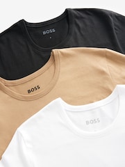 Noir/Blanc/Beige - BOSS T-shirt classique en coton 100% 3 Lot - Image 7 sur 9