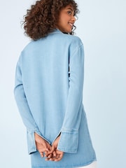 Mid Blue Premium Soft Lyocell Longline Shirt - Image 2 of 5