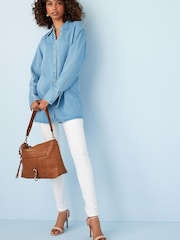 Mid Blue Premium Soft Lyocell Longline Shirt - Image 3 of 5