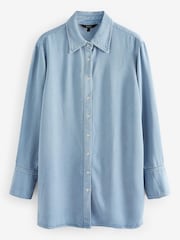 Mid Blue Premium Soft Lyocell Longline Shirt - Image 5 of 5