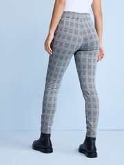 Monochrome Black/White Check Ponte Zip Detail Leggings - Image 3 of 5