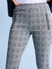 Monochrome Black/White Check Ponte Zip Detail Leggings - Image 4 of 5