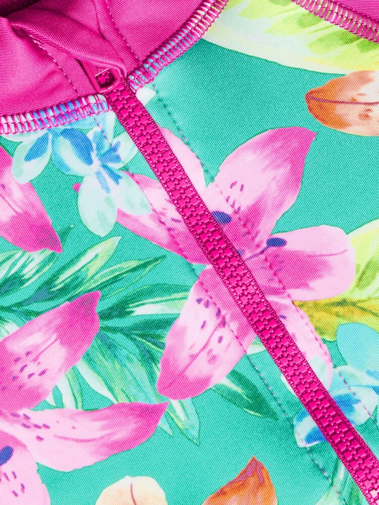 Monsoon Green Tropical Print Long Sleeve Swimsuit with Protection - Image 3 of 3