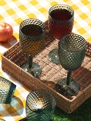 Cambridge Green Shatterproof Fete Diamond Design 4 Piece Wine Set - Image 1 of 4