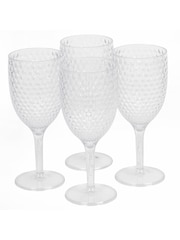 Cambridge Clear Shatterproof Fete Diamond Design 4 Piece Wine Set - Image 4 of 4